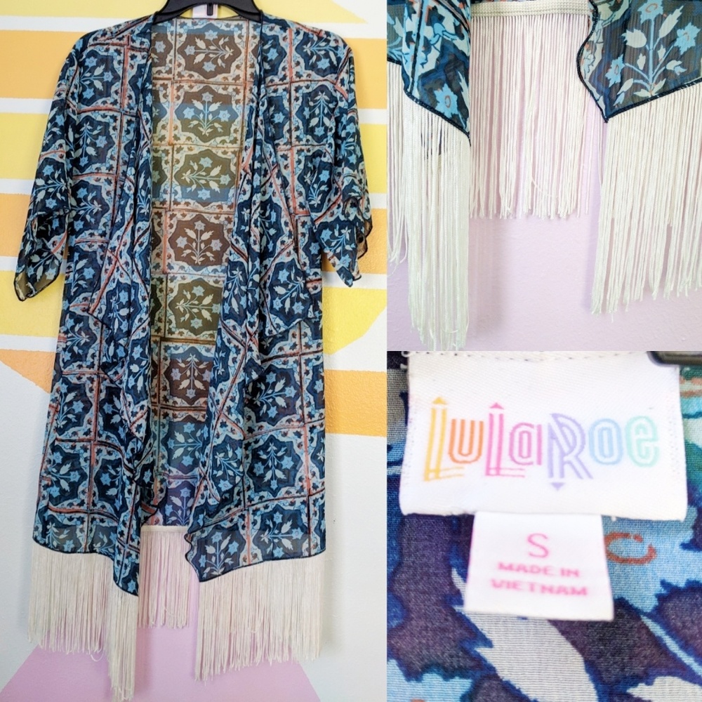 Lularoe Paisley Fringe Monroe Kimono Coverup